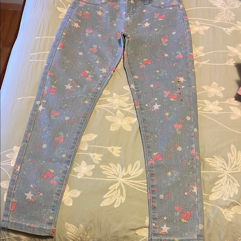 Place Blue Skinny Jeans with Colorful Floral Print